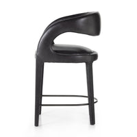 Hannah Black Leather Counter Stool