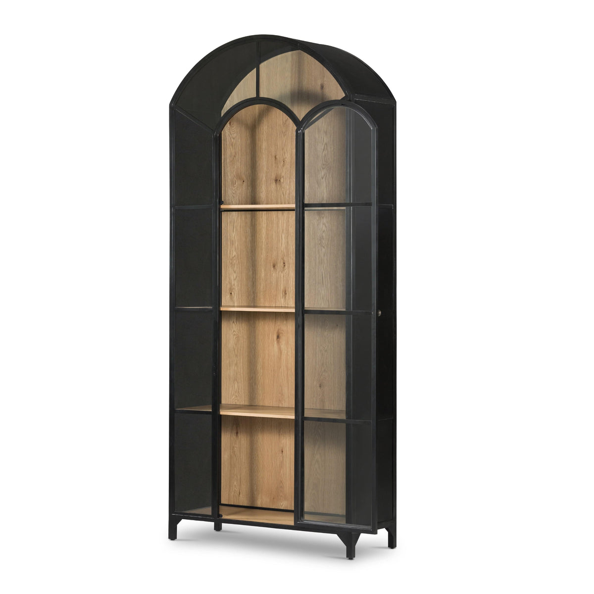 Bennett Black Oak Tall Arched Cabinet