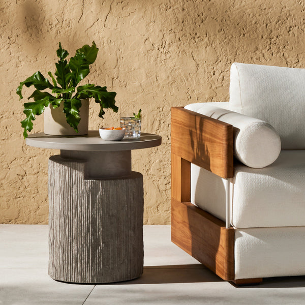 Harlow Textured Concrete Outdoor End Table