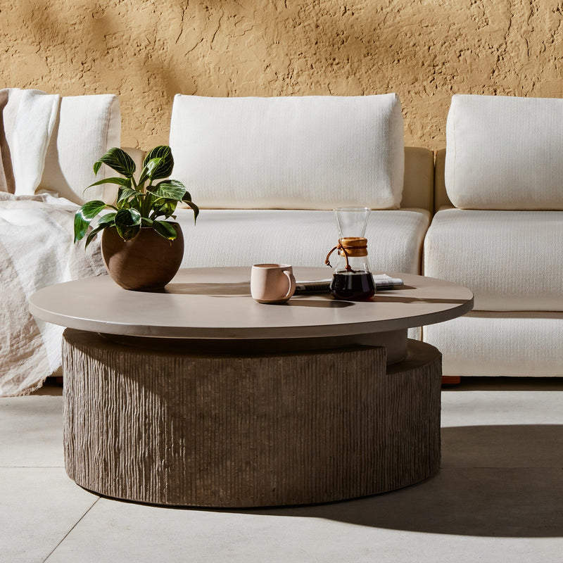 Harlow Textured Concrete Outdoor Coffee Table