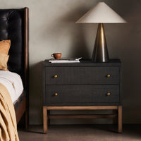 Finn Black Raffia Nightstand