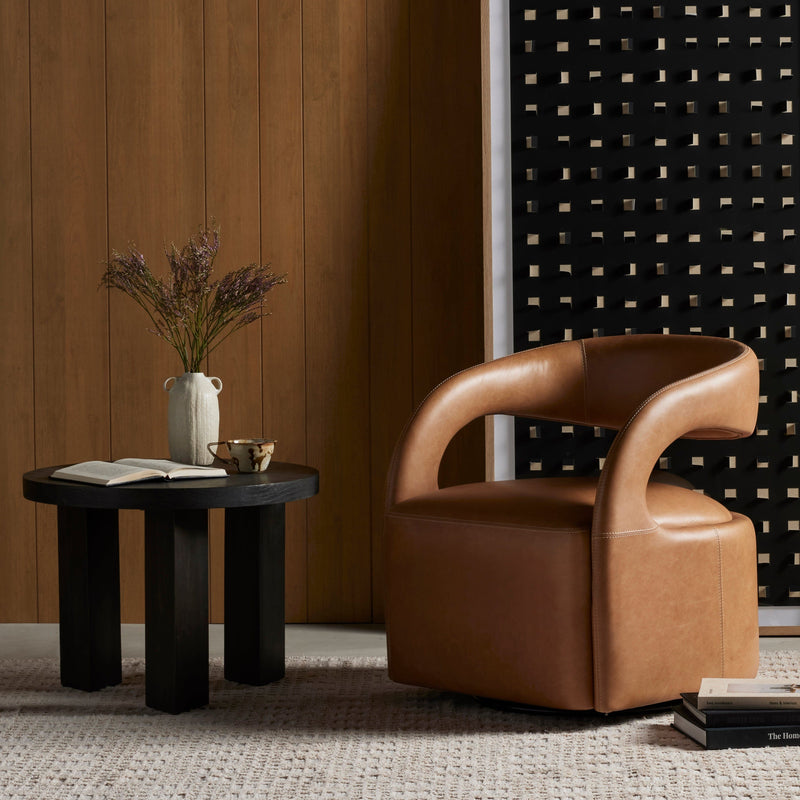 Hawes Butterscotch Leather Swivel Chair