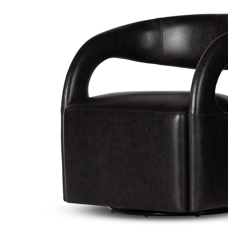 Hawes Sonoma Black Leather Swivel Chair