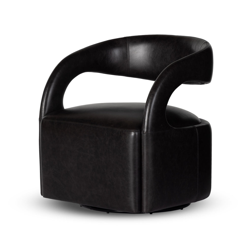 Hawes Sonoma Black Leather Swivel Chair