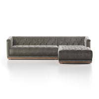 Marcello Distressed Sapphire Grey Velvet Sectional