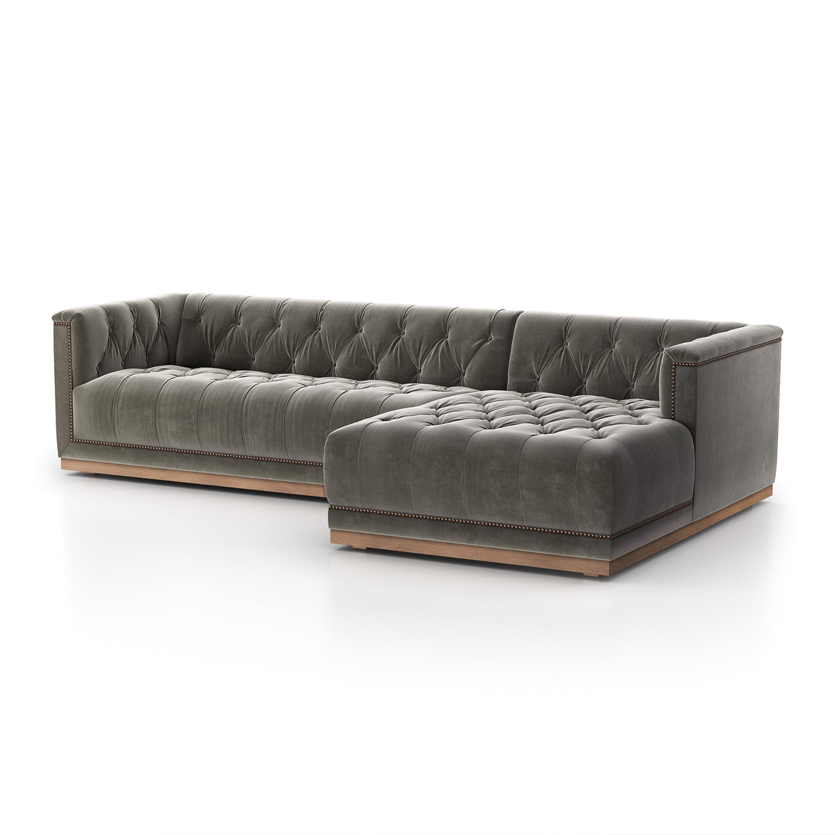 Marcello Distressed Sapphire Grey Velvet Sectional