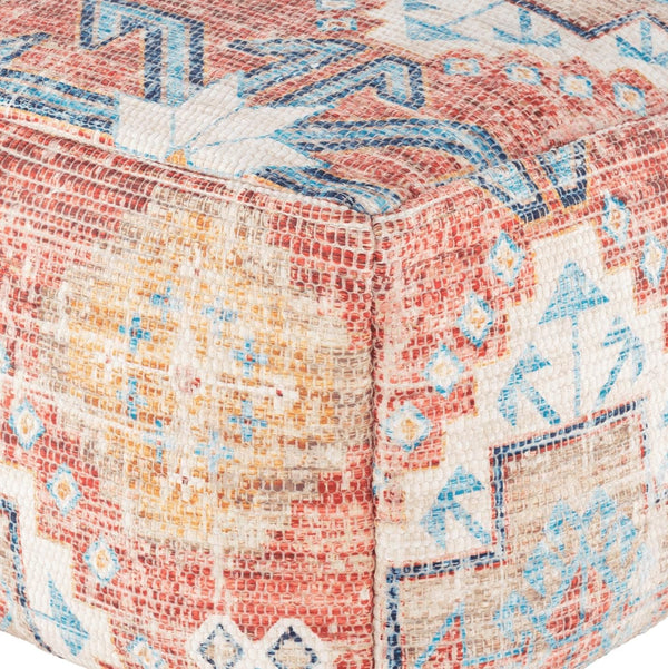 Dawson Red & Blue Square Pouf