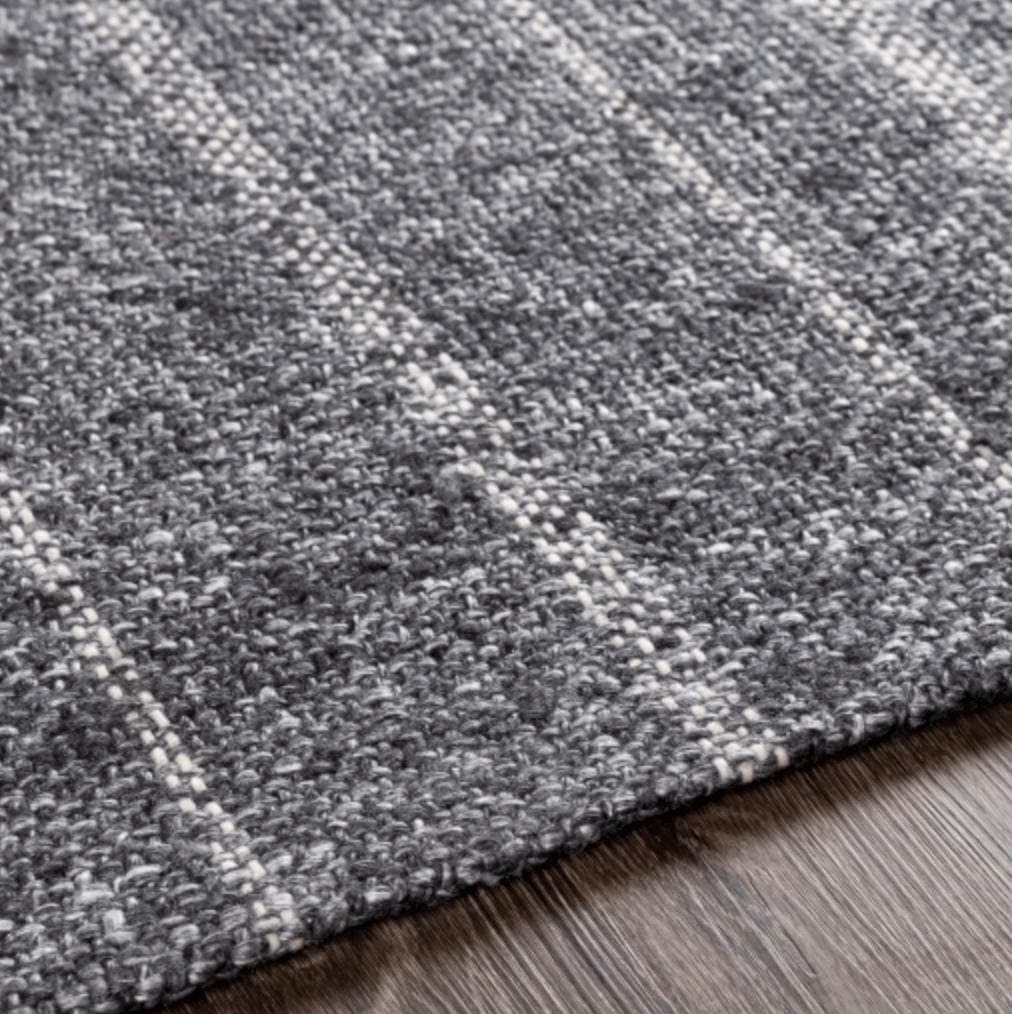 Tartan Black & Gray Striped Hand Woven Rug