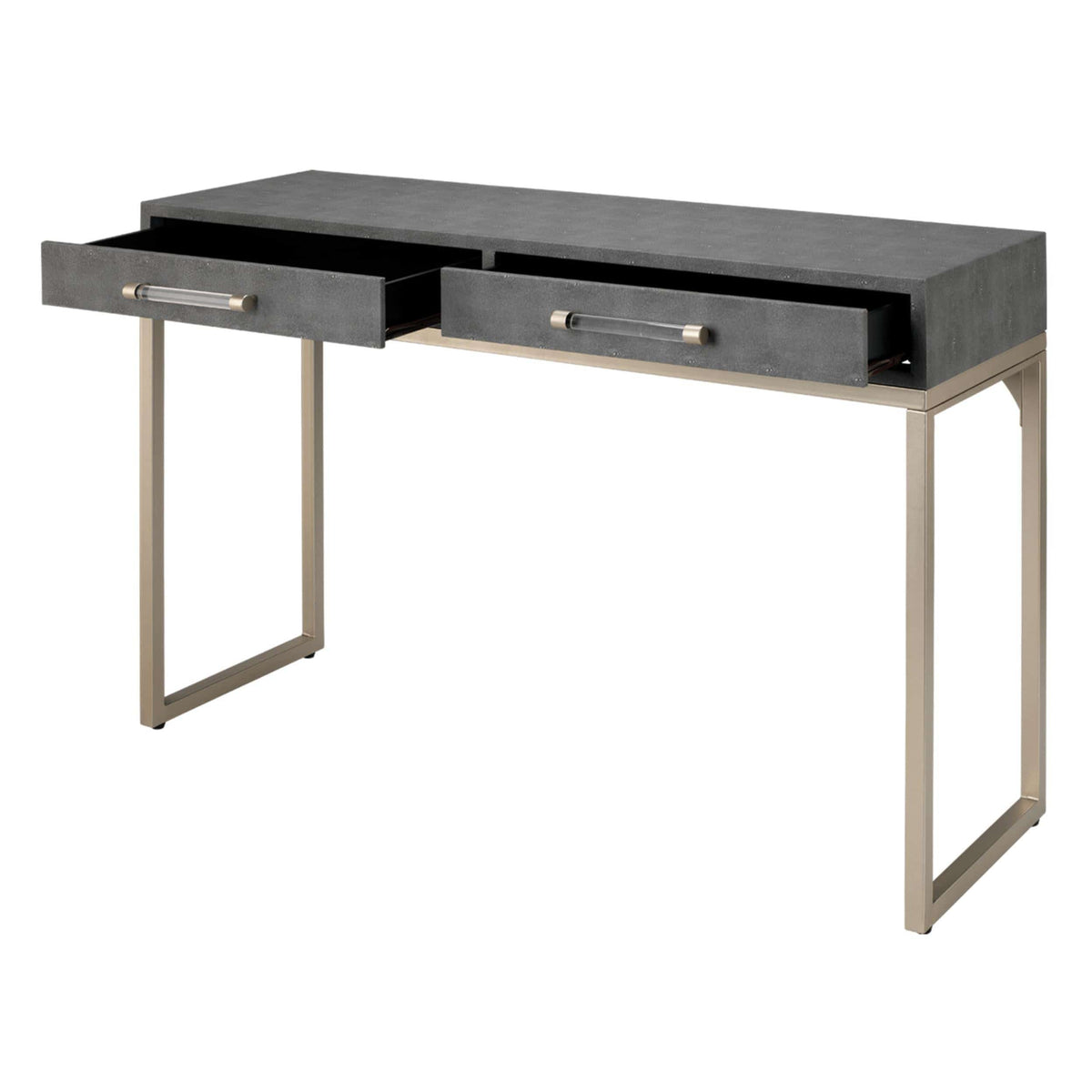 Kain Grey Shagreen & Nickel Console Table