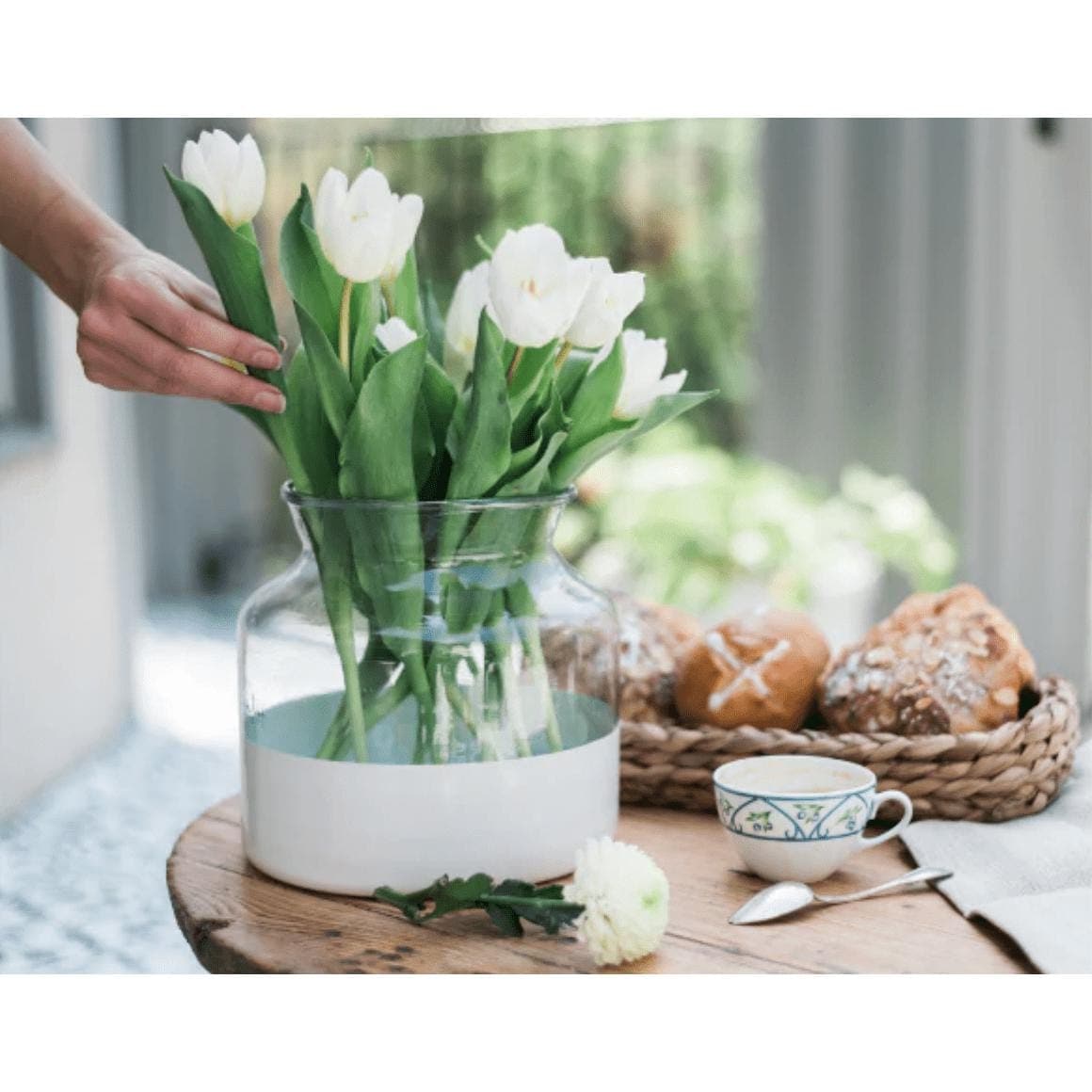 White Colorblock Flower Vase