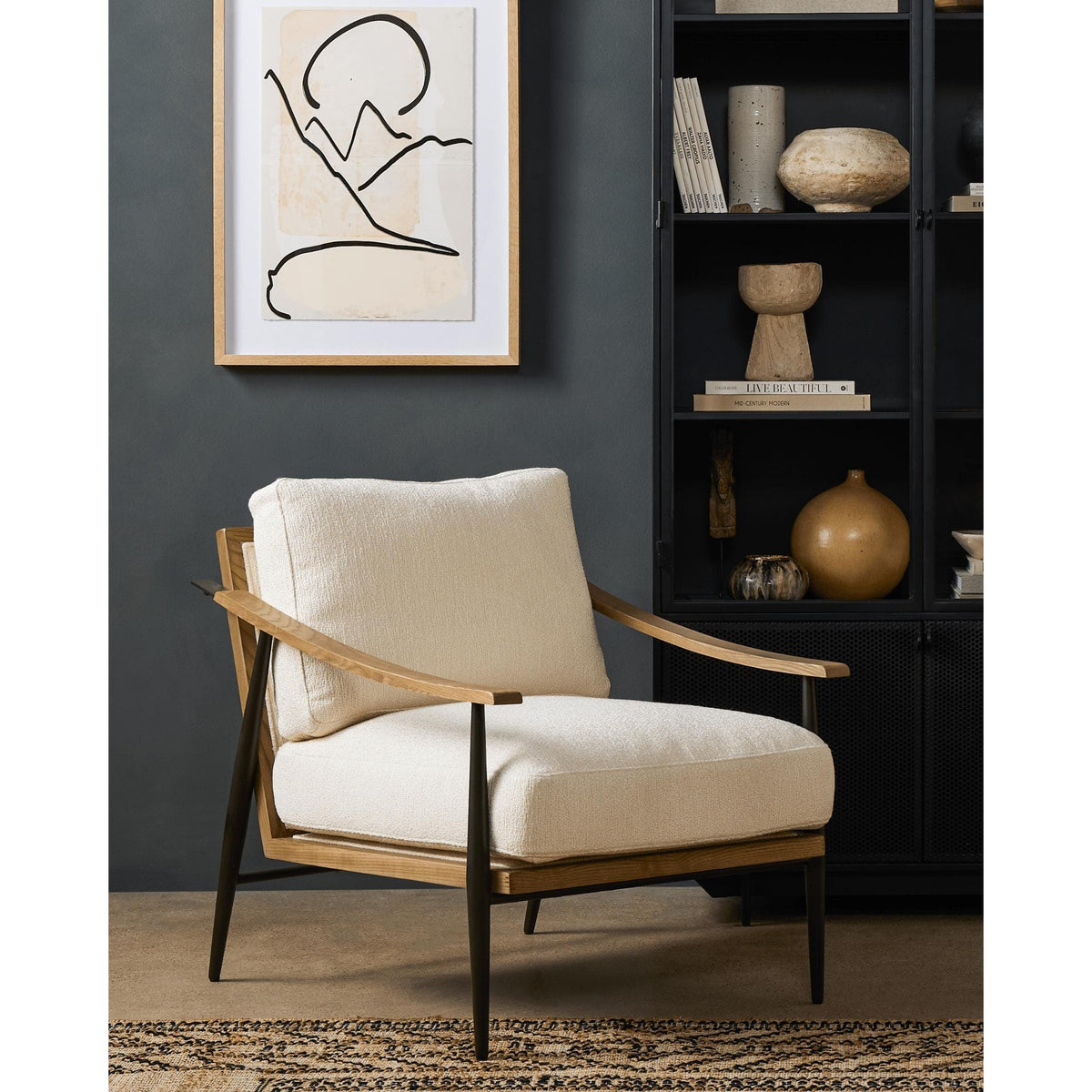 Kaitlynn Ivory Sloped Arm Chair