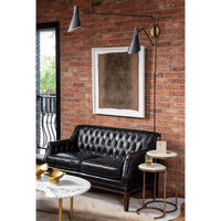 Vintage Black Leather Equestrian Loveseat