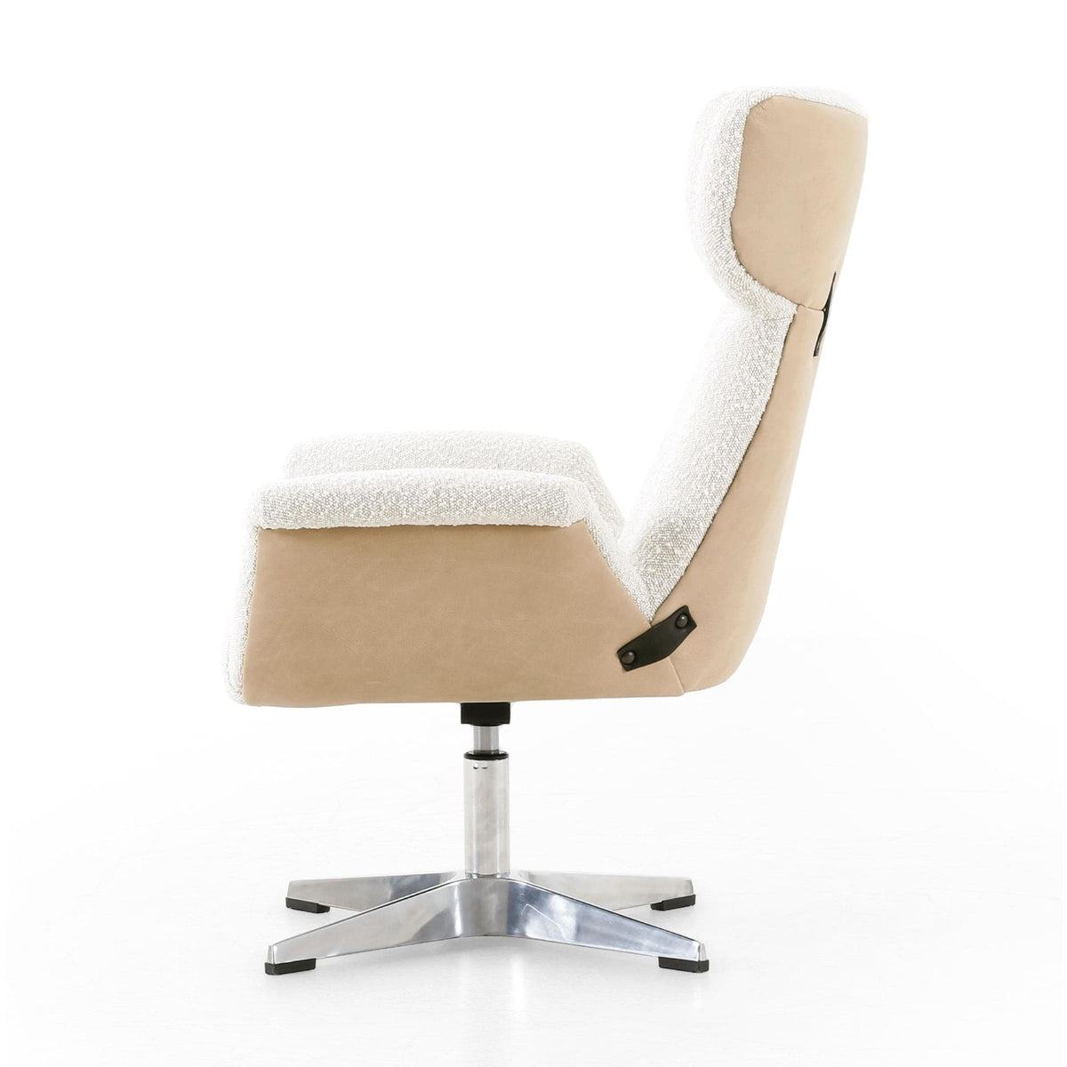 Avelino Ivory Boucle & Leather Desk Chair