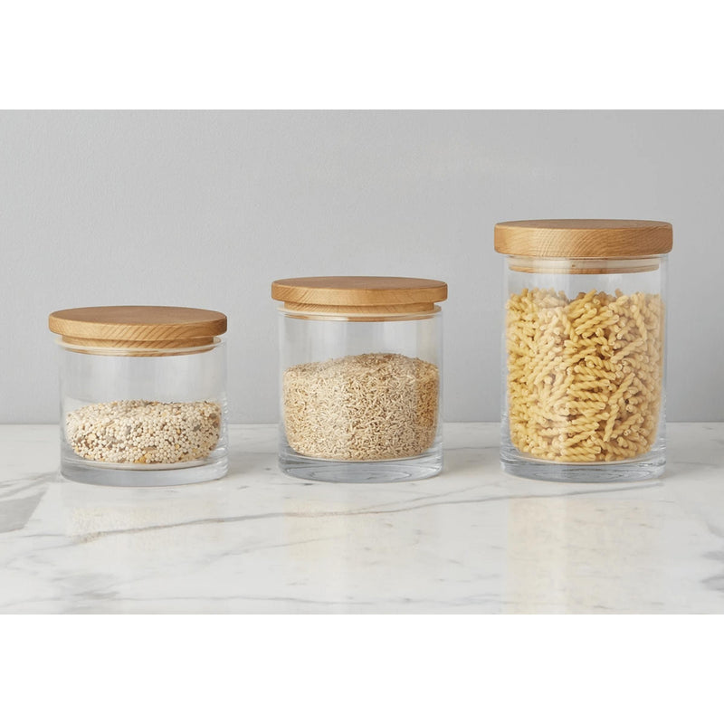Natural Wood Top Kitchen Canisters