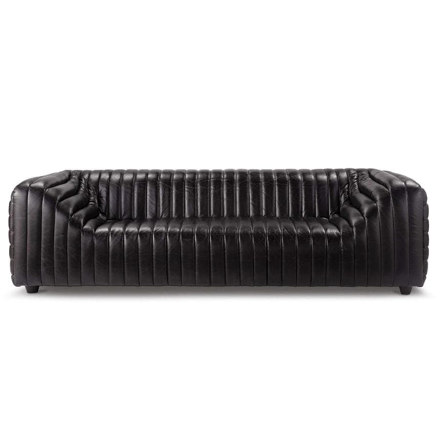 Sarasota Pleated Black Leather Sofa