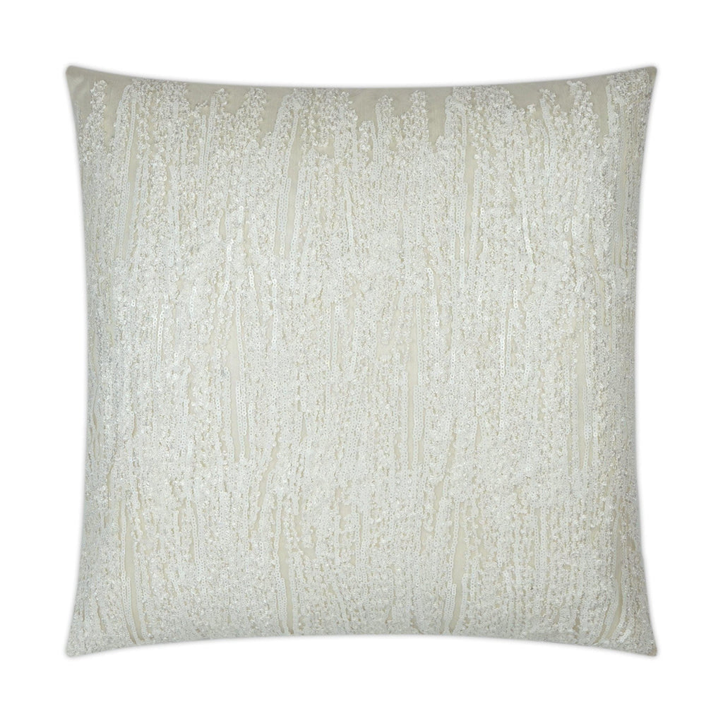 Dripping Ivory Sequined Throw Pillow