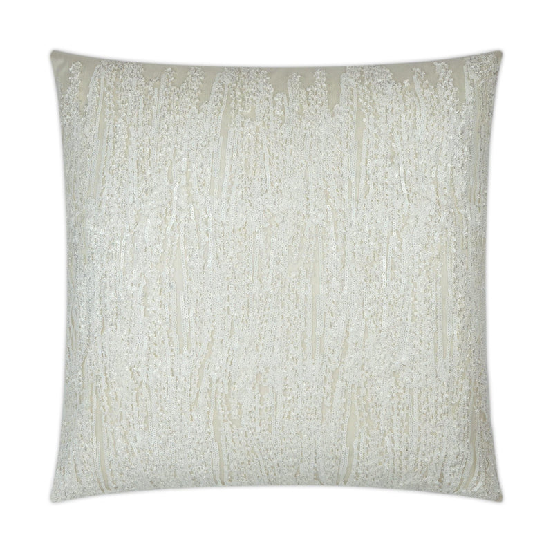 Dripping Ivory Sequined Throw Pillow