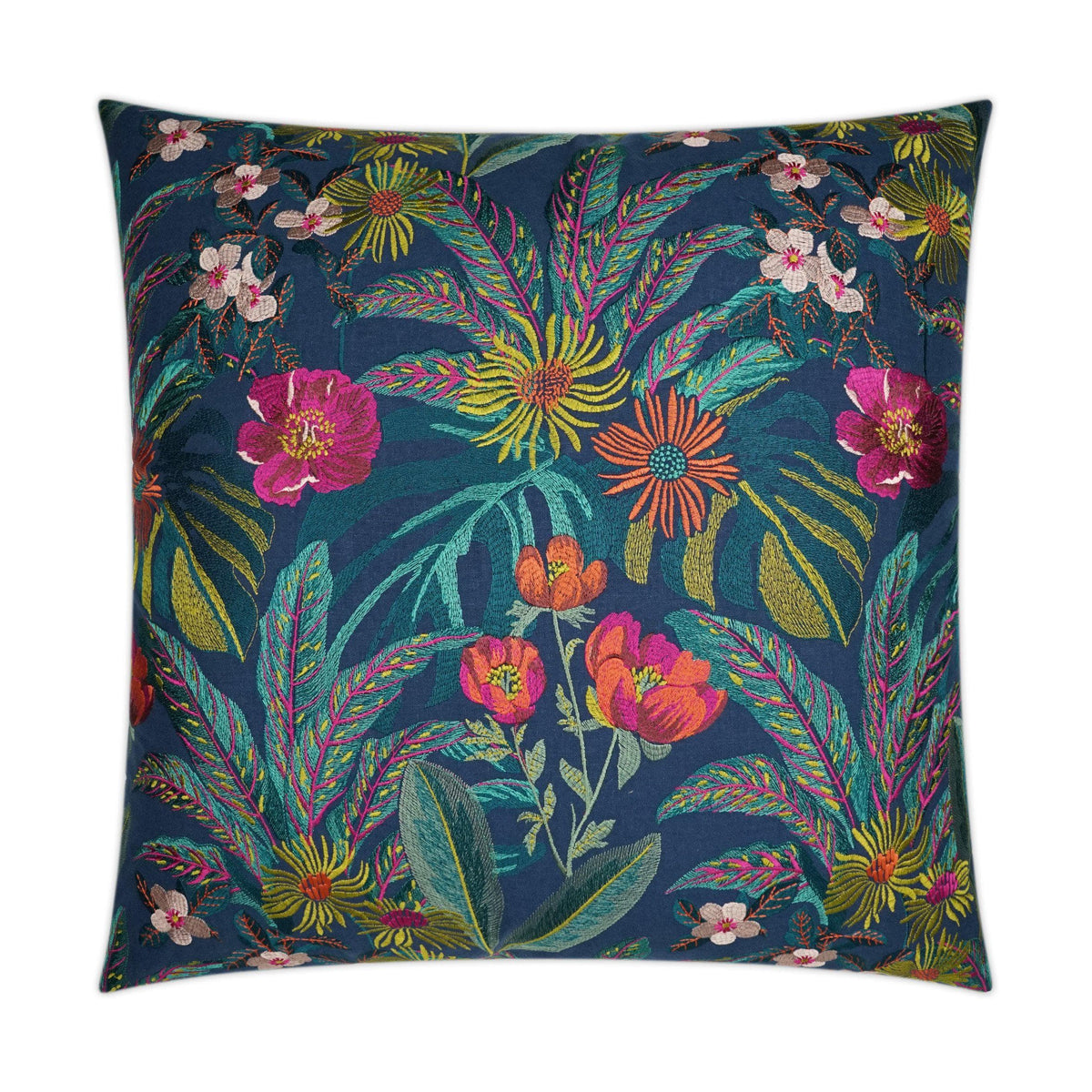 Abelia Navy Floral Throw Pillow