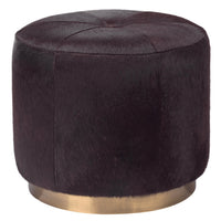 Thackeray Espresso Hide Round Ottoman