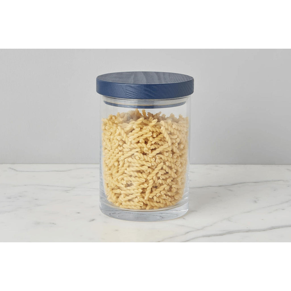 Navy Wood Top Canister, Large