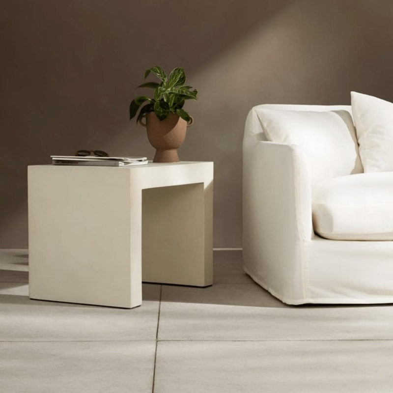 Oneil White Concrete End Table