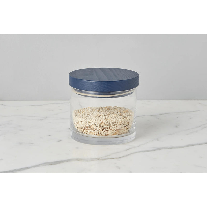 Navy Wood Top Canister, Small