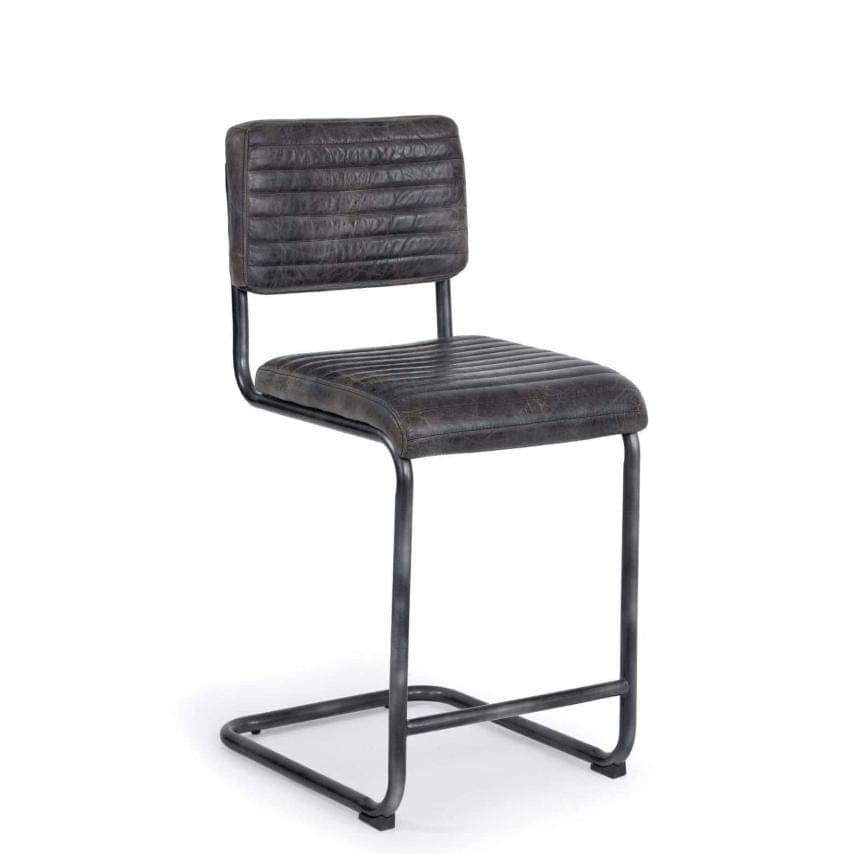 Dylan Distressed Black Leather Stools (Set of 2)