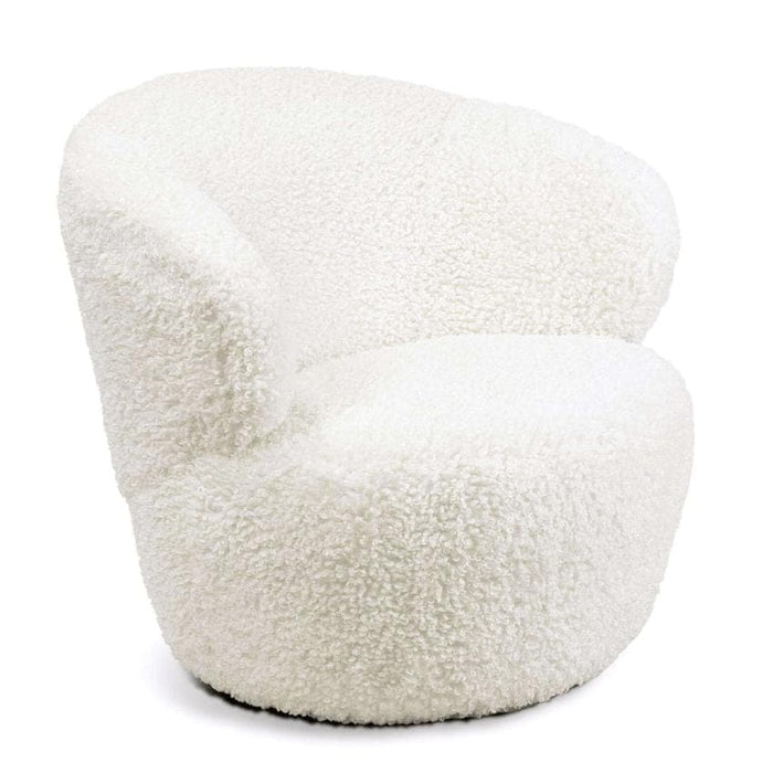 Myra White Boucle Swivel Chair