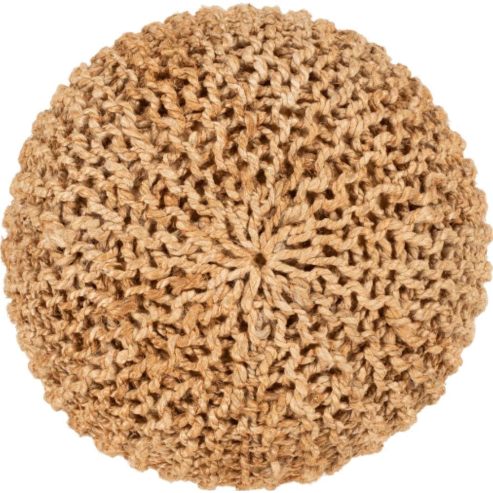 Bermuda Tan Jute Round Ottoman