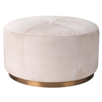 Thackeray White Hide Round Ottoman