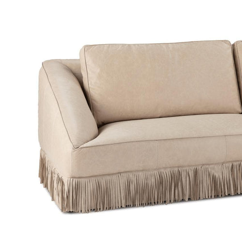 Moderno Cappuccino Fringed Leather Sofa