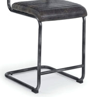 Dylan Distressed Black Leather Stools (Set of 2)