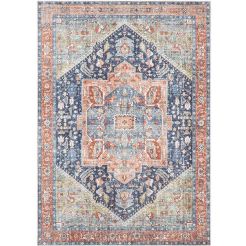 Amelie Navy & Peach Chenille Washable Rug