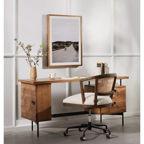 Arlyn Vintage Sienna & Cane Desk Chair