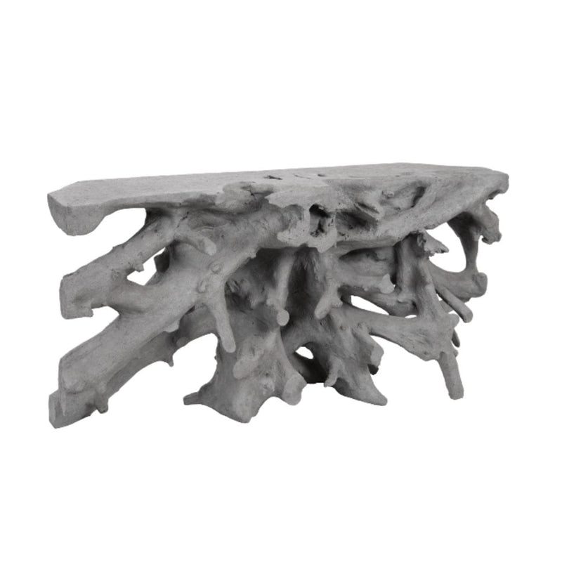 Charcoal Stone Cast Root Console Table