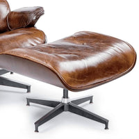 Barca Chestunut Leather Lounge Chair and Ottoman