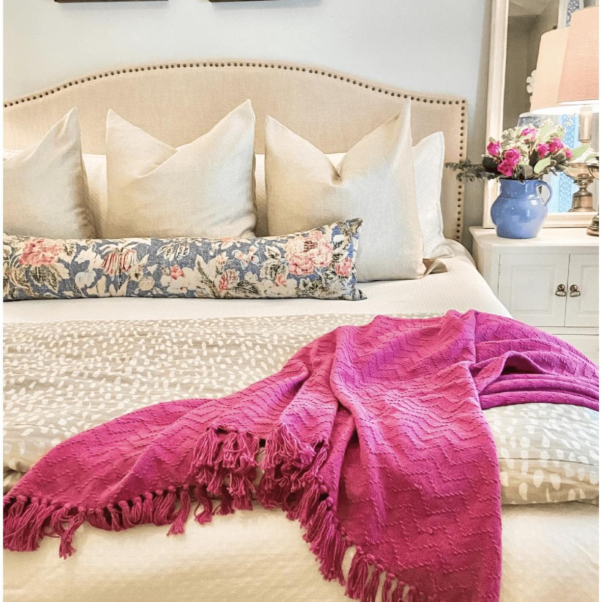 Thelma Magenta Cotton Throw