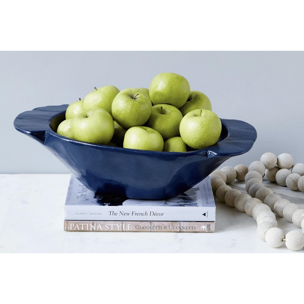 Navy Decorative Wooden Dough Bowl