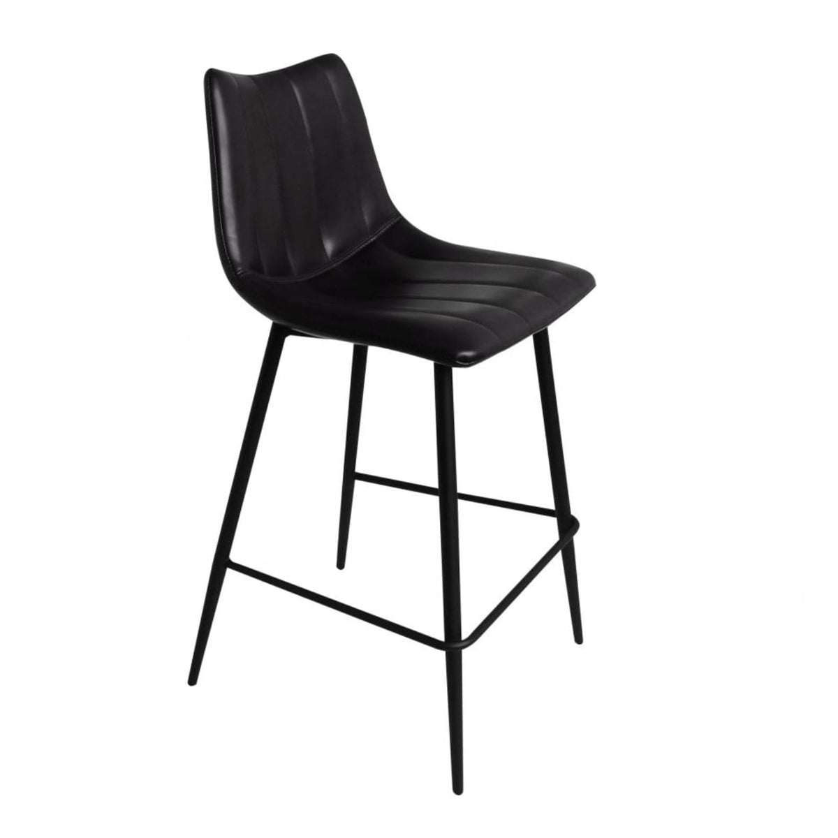 Alibi Black Faux Leather Counter Stool, Set of 2