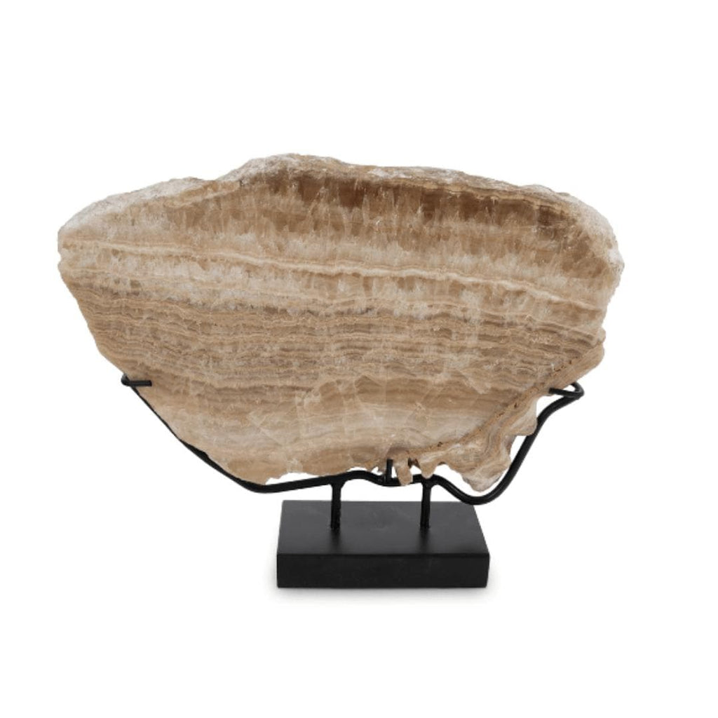 Brown Onyx Slice Sculpture on Stand