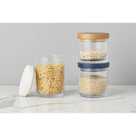 Navy Wood Top Canister, Medium