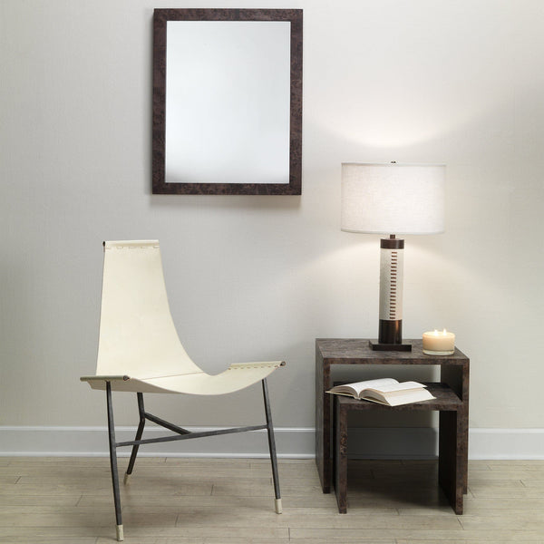 Chandler Charcoal Burl Wood Rectangle Mirror