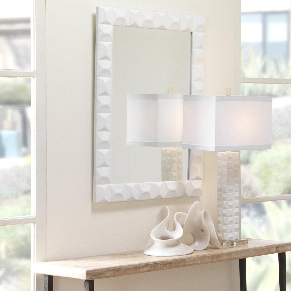 Astor White Plaster Of Paris Mirror