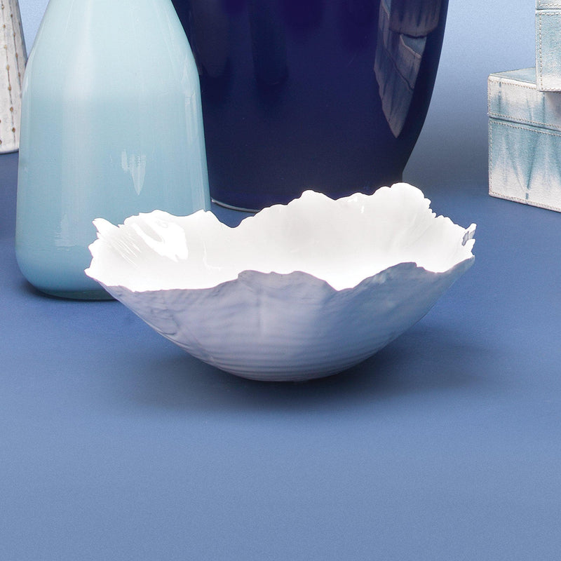 Large Peony Bowl in White Ceramic