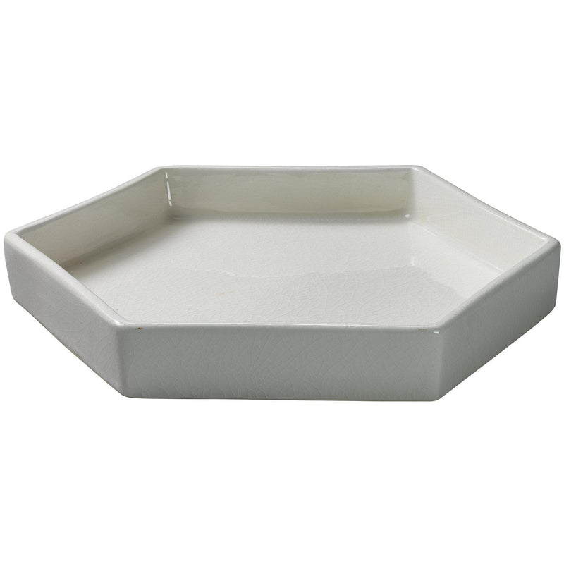 Large Porto Tray in White Ceramic