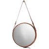 Round Brown Leather Buckle Mirror
