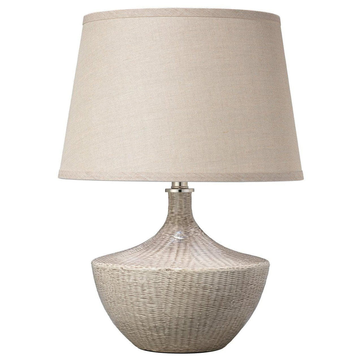 Basketweave Table Lamp in Off White Ceramic