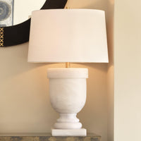 Carnegie Table Lamp in White Faux Alabaster