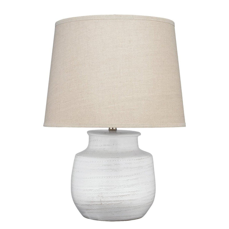 Small Trace Table Lamp in White Ceramic