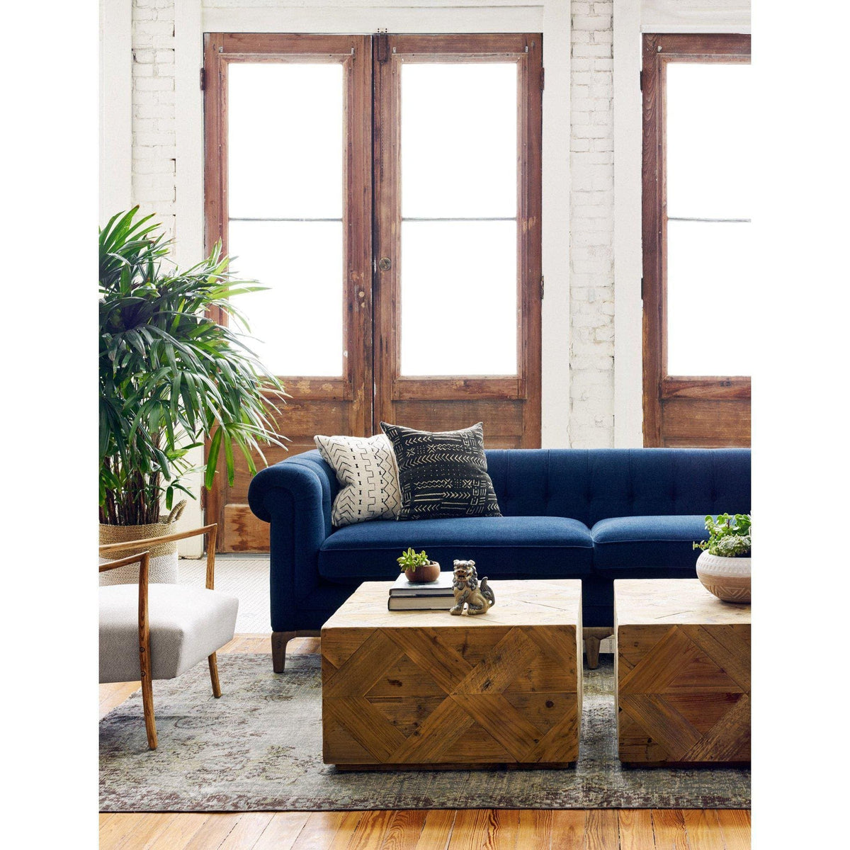 Gilbert Plush Navy Sofa